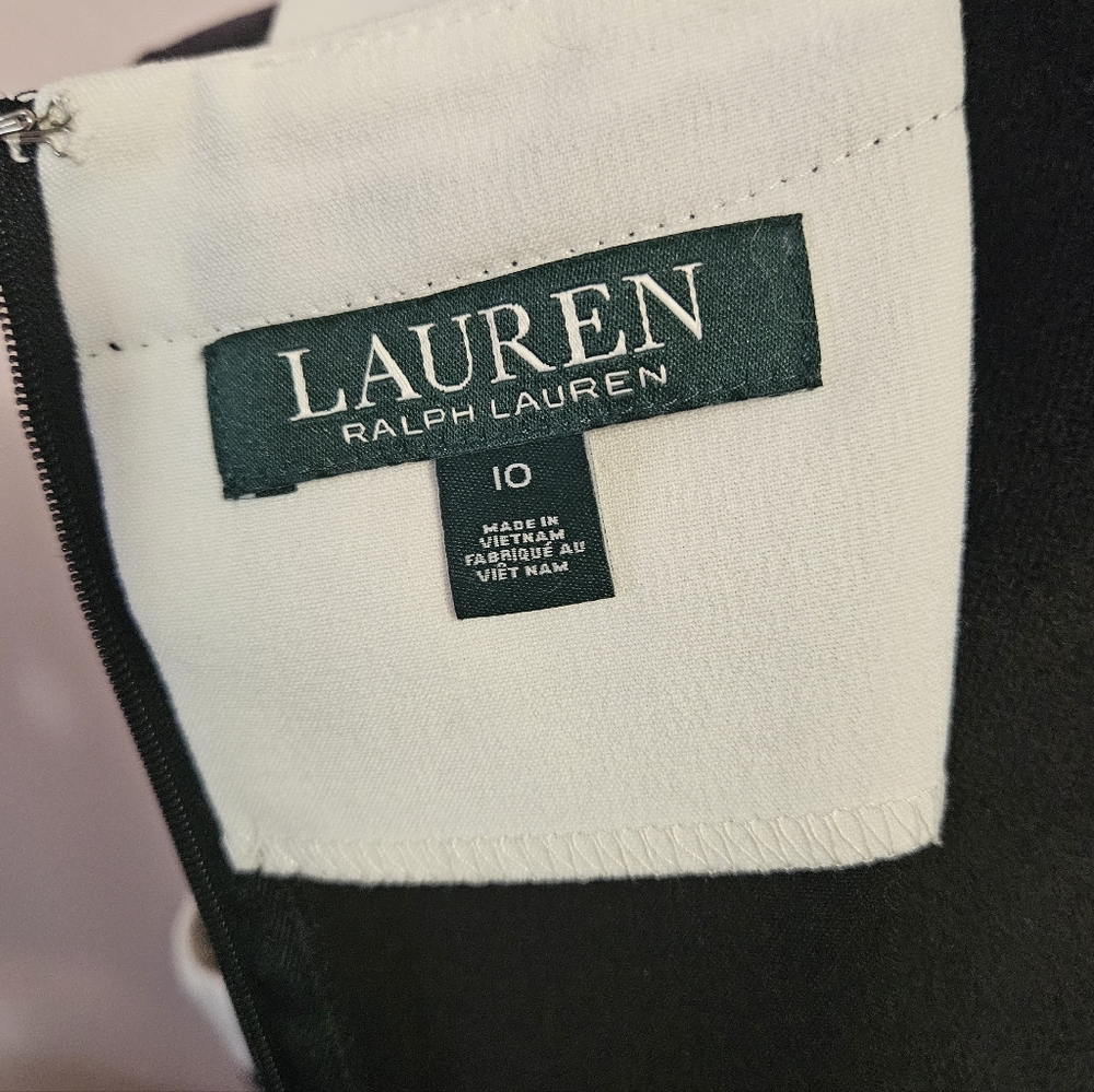 Ralph Lauren Black & White Midi Party Cocktail Sheath Dress 🤍 Size 10 🖤 NWT - Picture 8 of 11